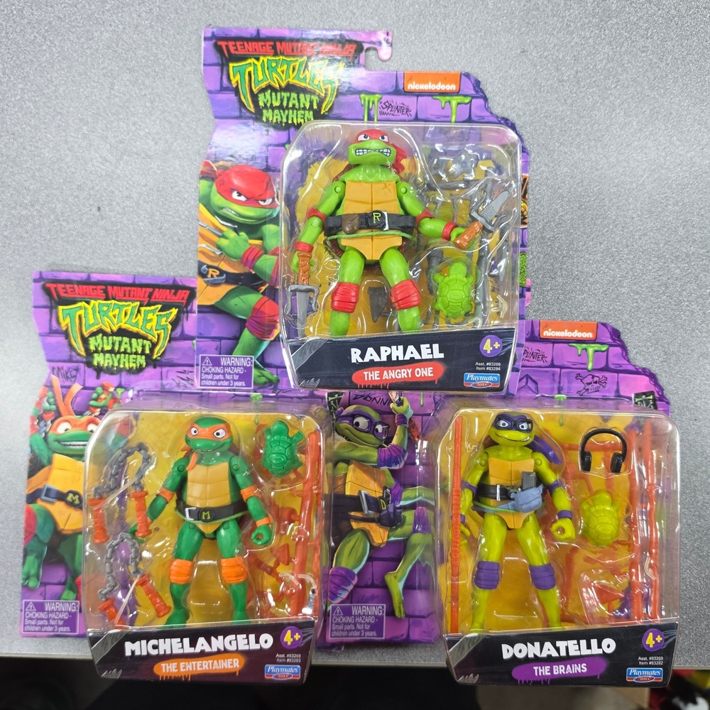 Playmates TMNT Mutant Mayhem Figures Kids 5in Multicolor New Raphael Donny Mikey